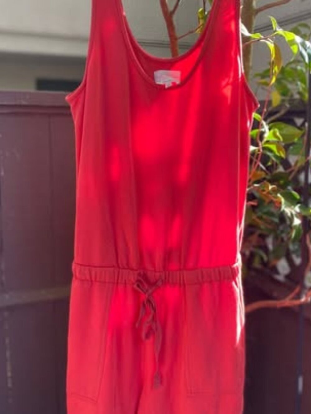 Cute orange-red womens stretch romper - sz M